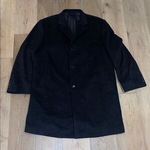 Baroni 100% pure Cashmere black colored coat pea coat dress coat 52r